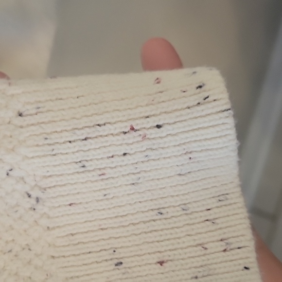 LOFT Cream Speckled Scoop-Neck Knit Sweater - Picture 4 of 8